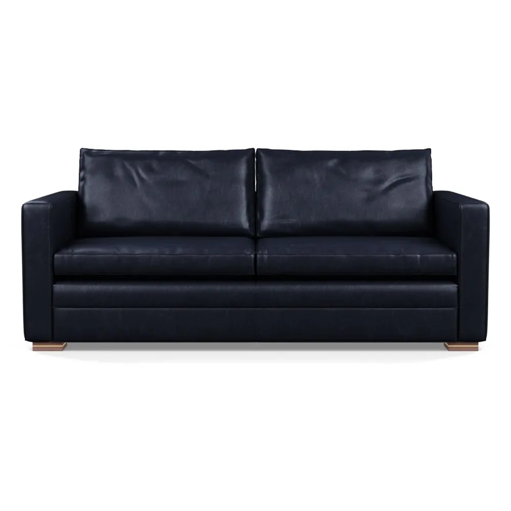 Heal's Palermo 3 Seater Sofa Stonewash Leather Black 263 Brass and Walnut Feet 1