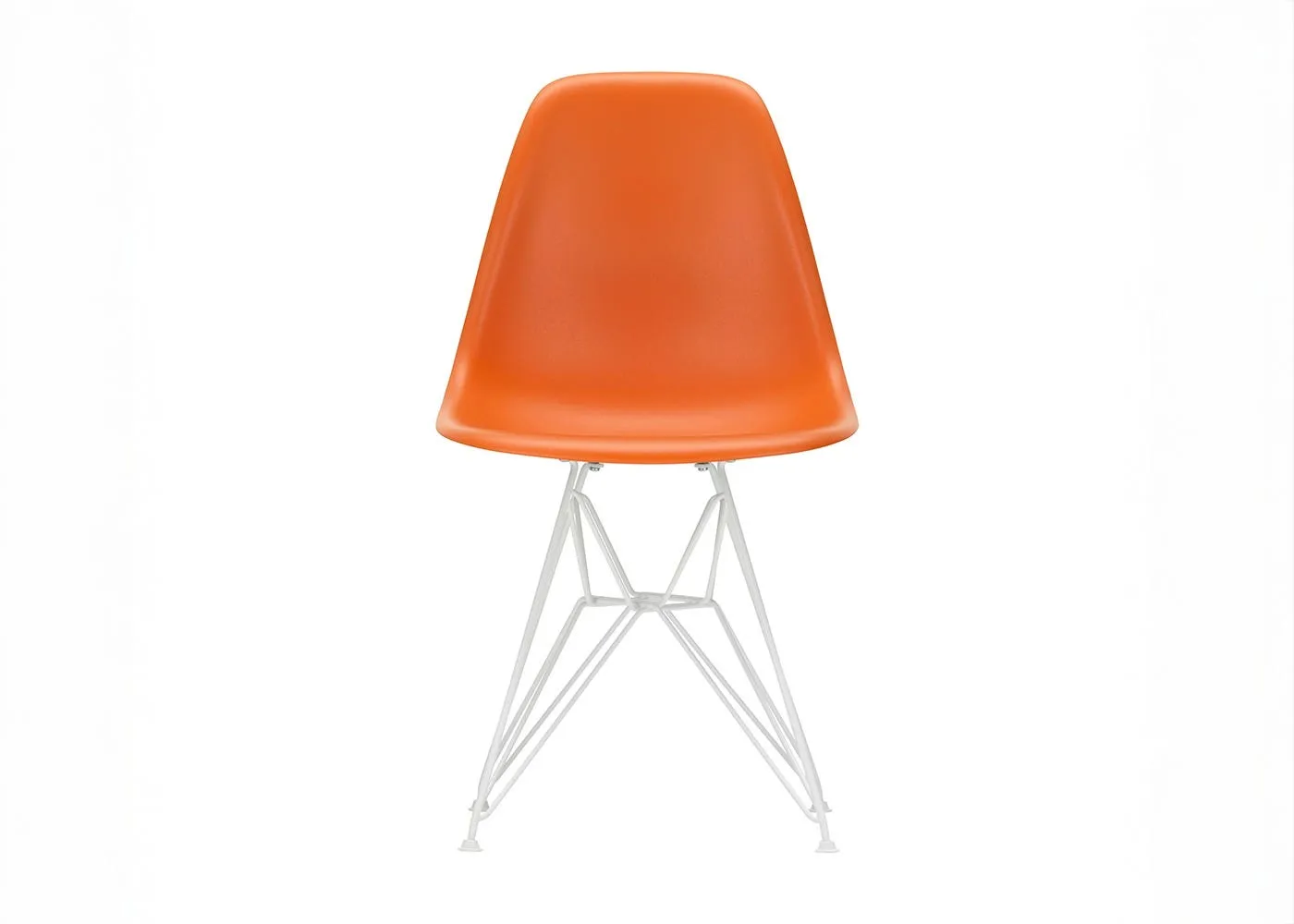 Vitra Eames DSR Chair Rusty Orange White Powder Coated Base 04 Glides