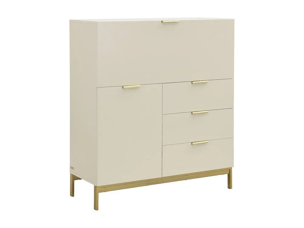 Vente-unique Writing Bureau With 2 Doors & 3 Drawers - MDF & Metal - Beige 4