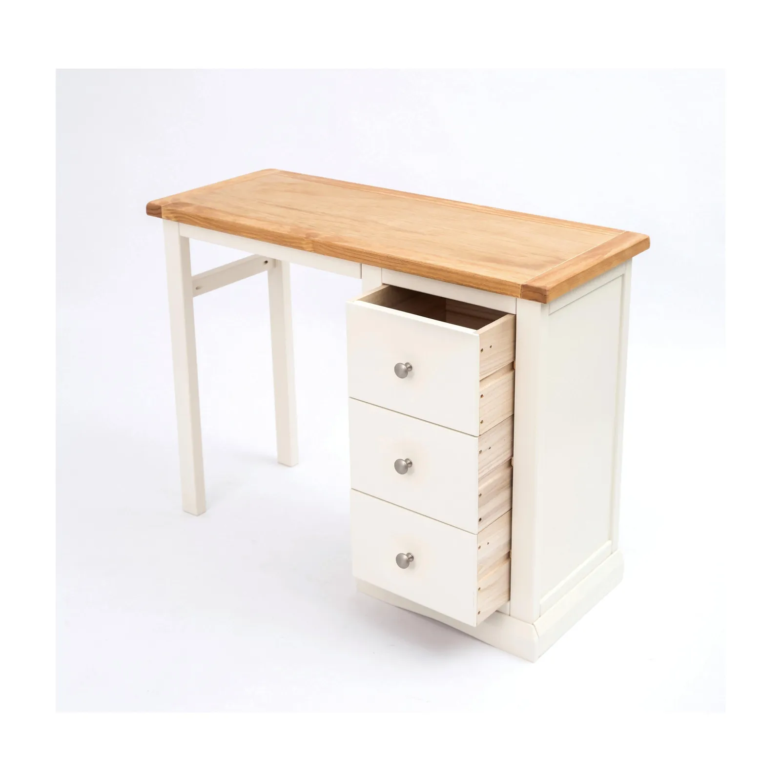 Cabinet Bits Castelli 3 Drawer Desk - Dressing Table Chrome Knob in Off-White 4
