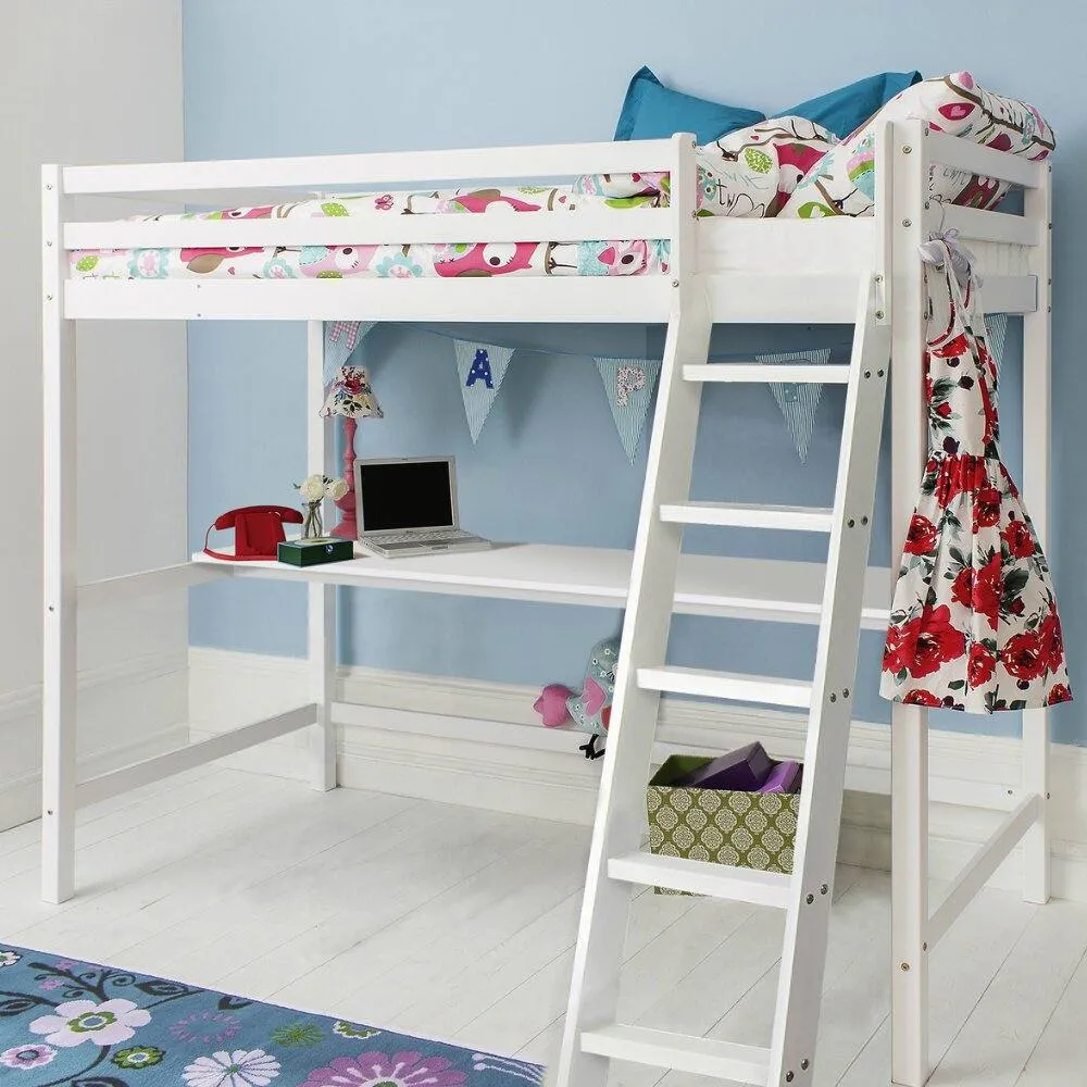 Nöa and Nani Thomas High Sleeper Cabin Bed with Louis Desk in Classic White