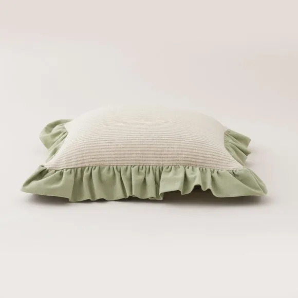 Isabelle Striped Ruffle Cotton Square Cushion Cover 3