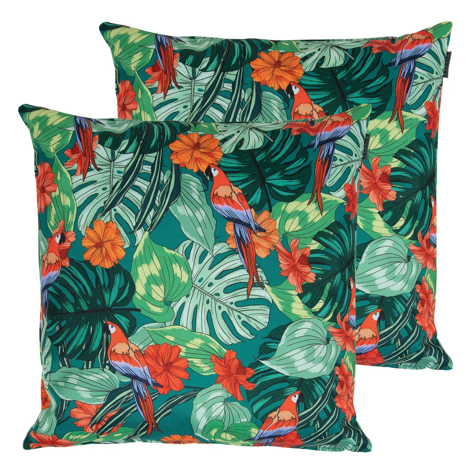 icon Meadow Print Set of 2 Green Outdoor Cushion in Bottle Green