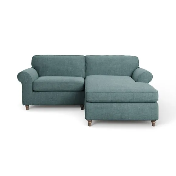Flori Tonal Plush Chenille Corner Chaise Sofa 6