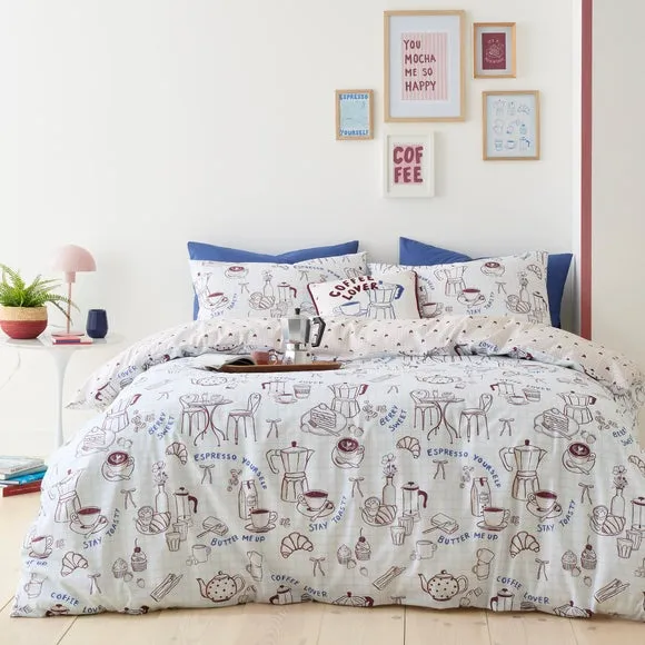Fusion Coffee Club Polycotton Duvet Cover & Pillowcase Set 5