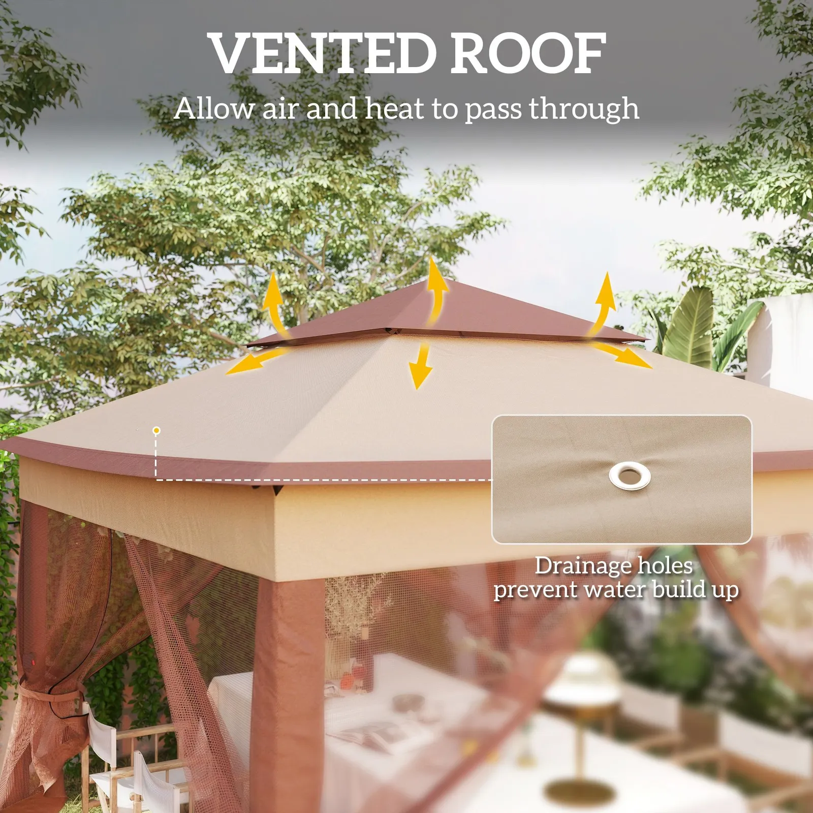 OUTSUNNY Garden Folding Tent Heavy Duty Pop Up Gazebo for Party in Khaki 6