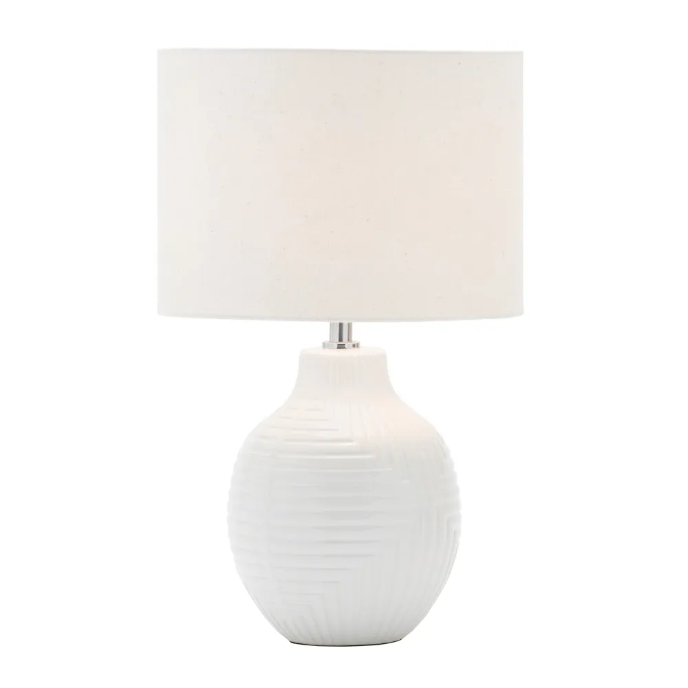 Gus Embossed Ceramic Table Lamp, White