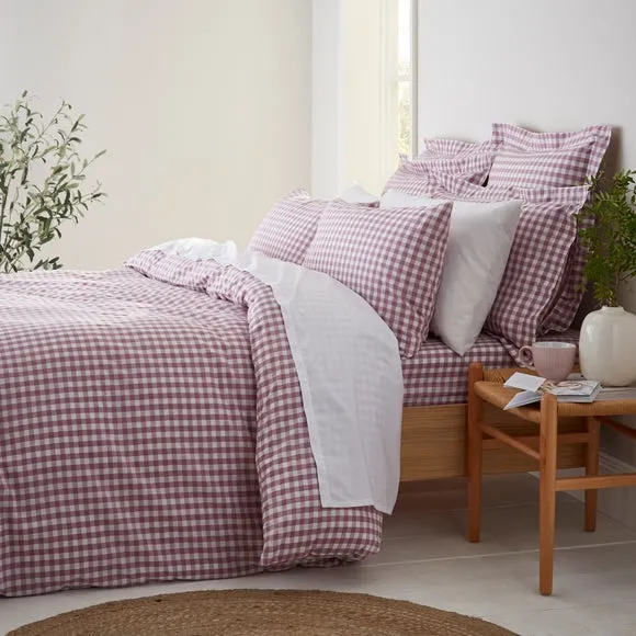 Portloe Gingham Woven 100% Cotton Fitted Sheet 2