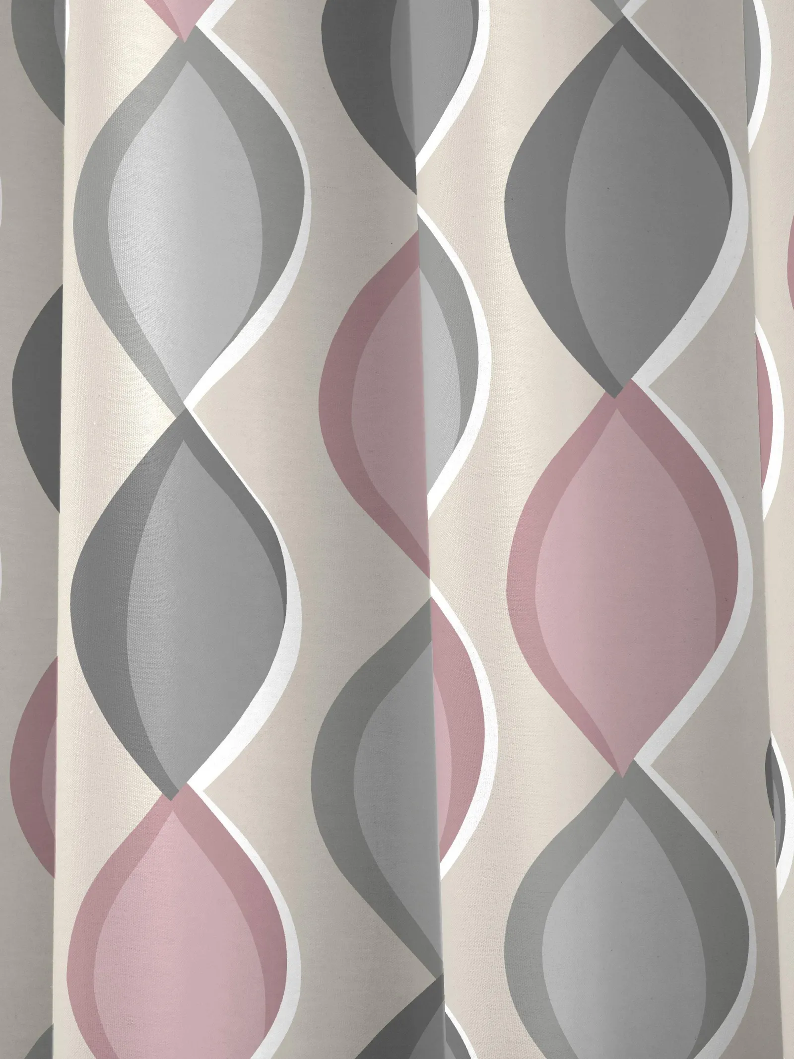 Fusion 'Lennox' Modern Geo Print Eyelet Curtains in Rose 3
