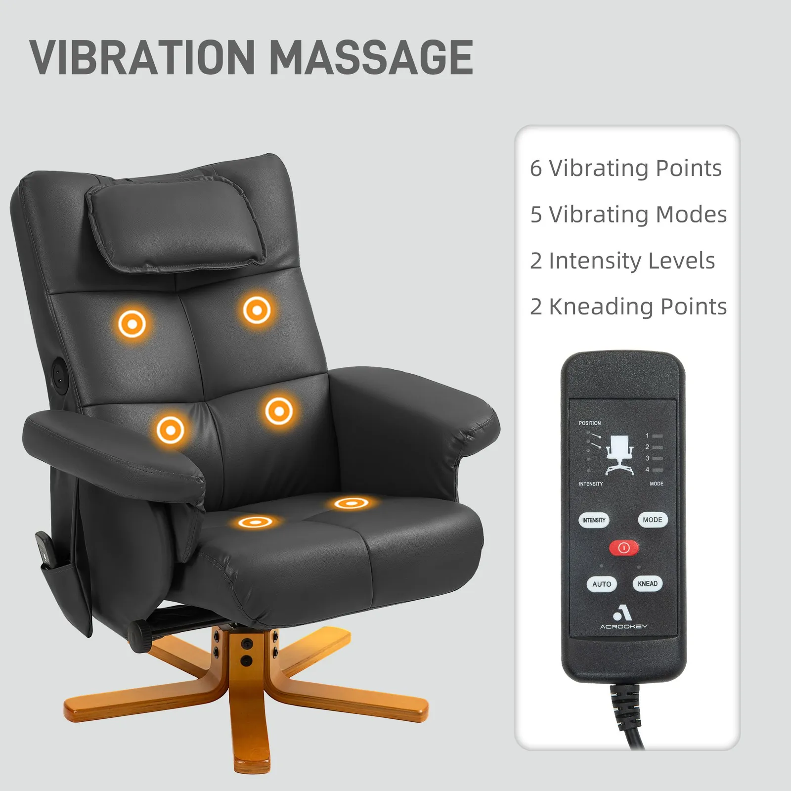 HOMCOM Massage Recliner Chair with Footstool & Hidden Storage in Black 4