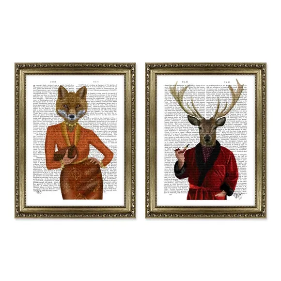 Mr and Mrs I by Fab Funky Set of 2 Framed Prints 2