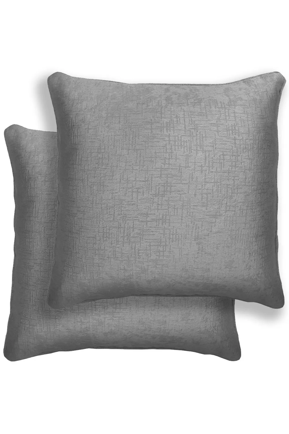 Enhanced Living Pair of Vogue Textured Double Sided Zip Opening Piped Edge Cushion Covers - 43x43cm - Cases Only in Grey