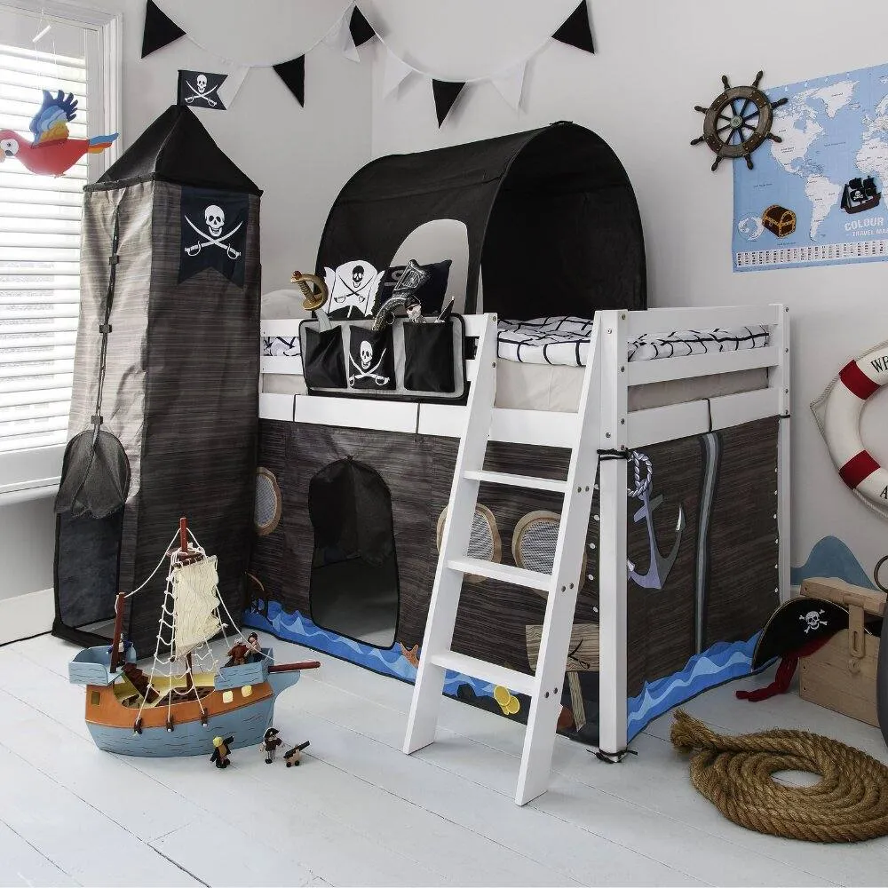 Nöa and Nani Moro Cabin Bed Midsleeper with Pirate Hideaway Package in White