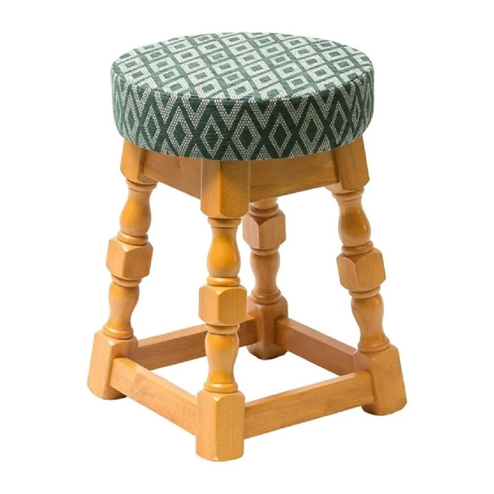 netfurniture Closo Classic Soft Oak Low Bar Stool with Green Diamond Seat Pack of 2