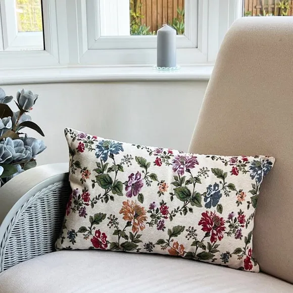 Daro Tapestry Natural Floral Rectangular Cushion