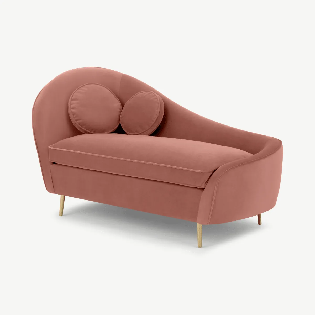 Kooper Right Hand Facing Chaise Longue, Blush Pink Velvet