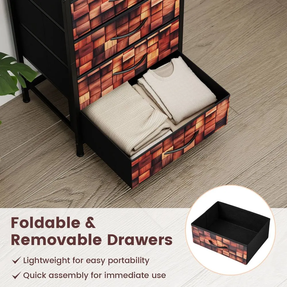 Costway 4-Drawer Dresser Bedside Cabinet Nightstand Closet Organizer End Table in Brown 6