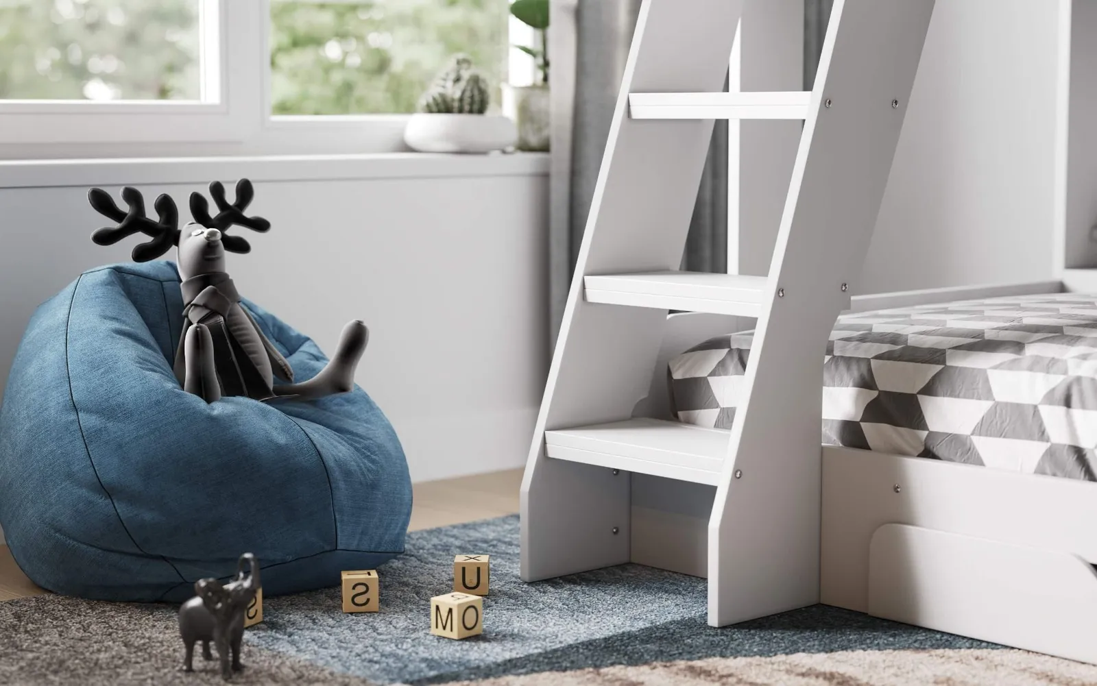 Flair Flick Triple Bunk Bed with Storage in White 4