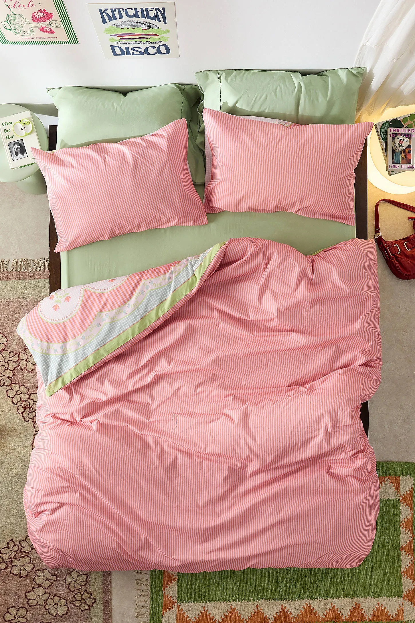 Saffie Floral Gingham Duvet Set - Pink 3