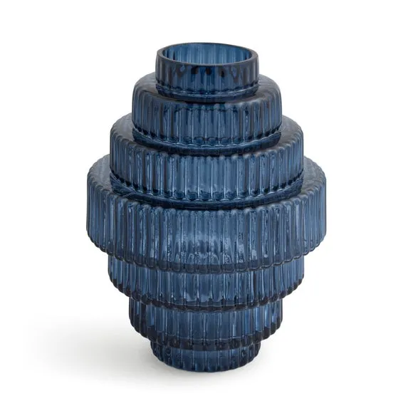 Ribbed Stepped Glass Vase 3