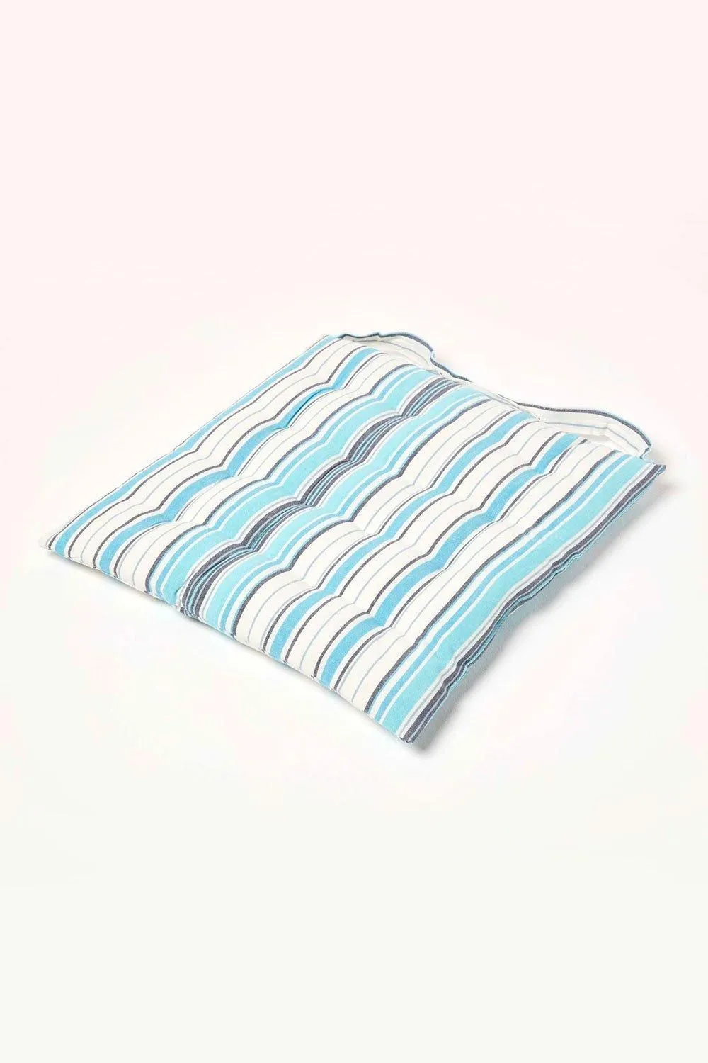 Homescapes Seat Pad Luxury Cotton Blue Striped Indoor Outdoor Garden Cushion, 40cm