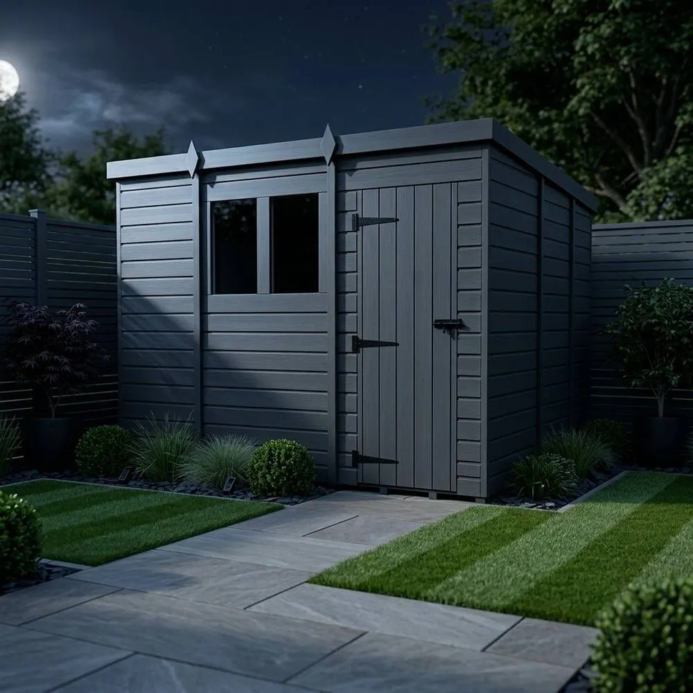 Buttercup Farm 11ft x 9ft Composite Pent Garden Shed Single Door With Windows - Grey 3