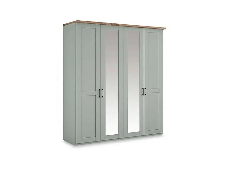 Adeline 4 Door Hinged Wardrobe with 2 Mirrors - Sage