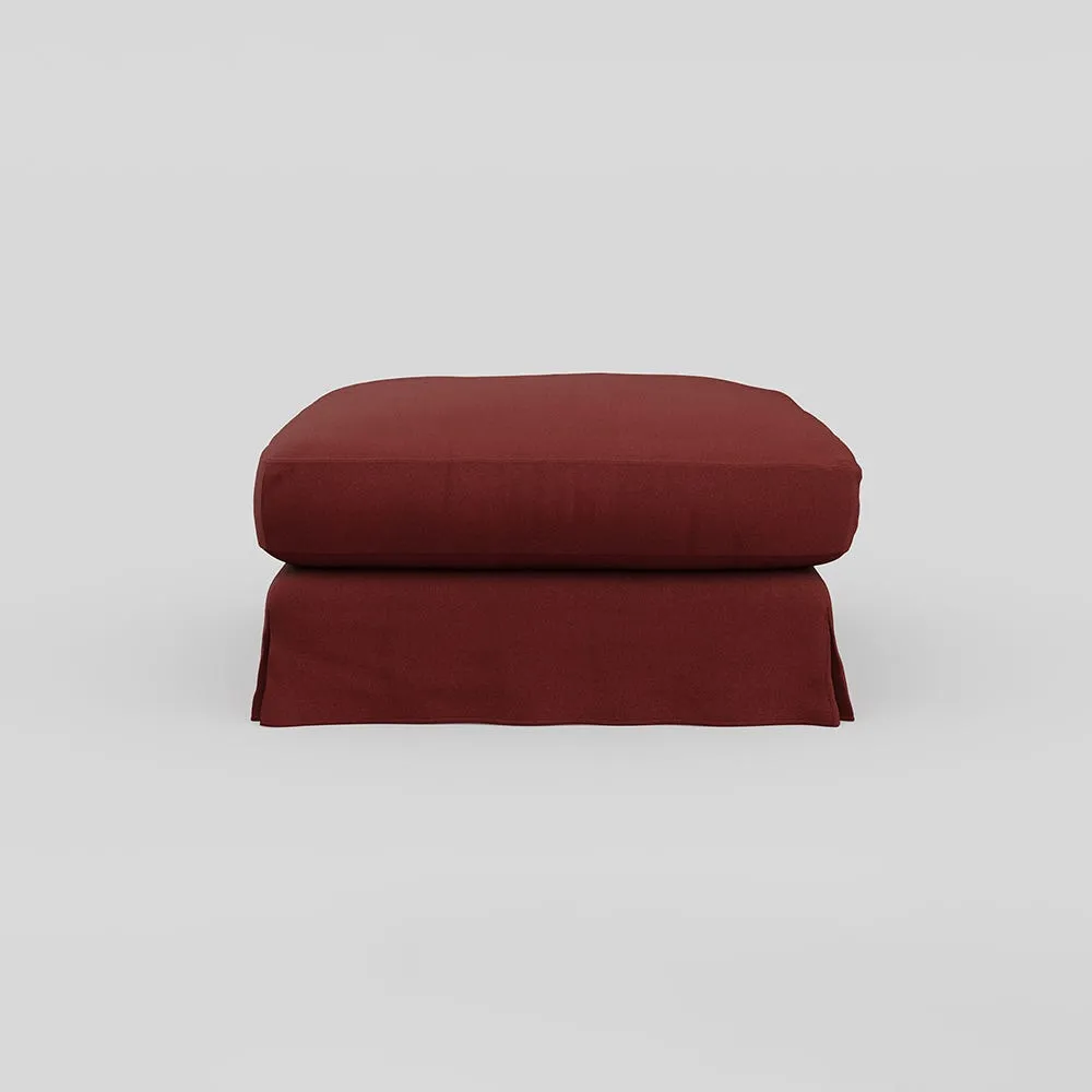 Heal's Tailor Loose Cover Footstool Capelo Linen Etruscan Red, Natural Beech Feet