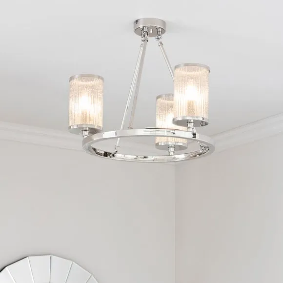 Vogue Easton Ribbed Glass Semi Flush Ceiling Light 5