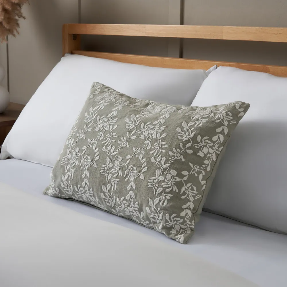 Rustic Floral Cushion, Sage