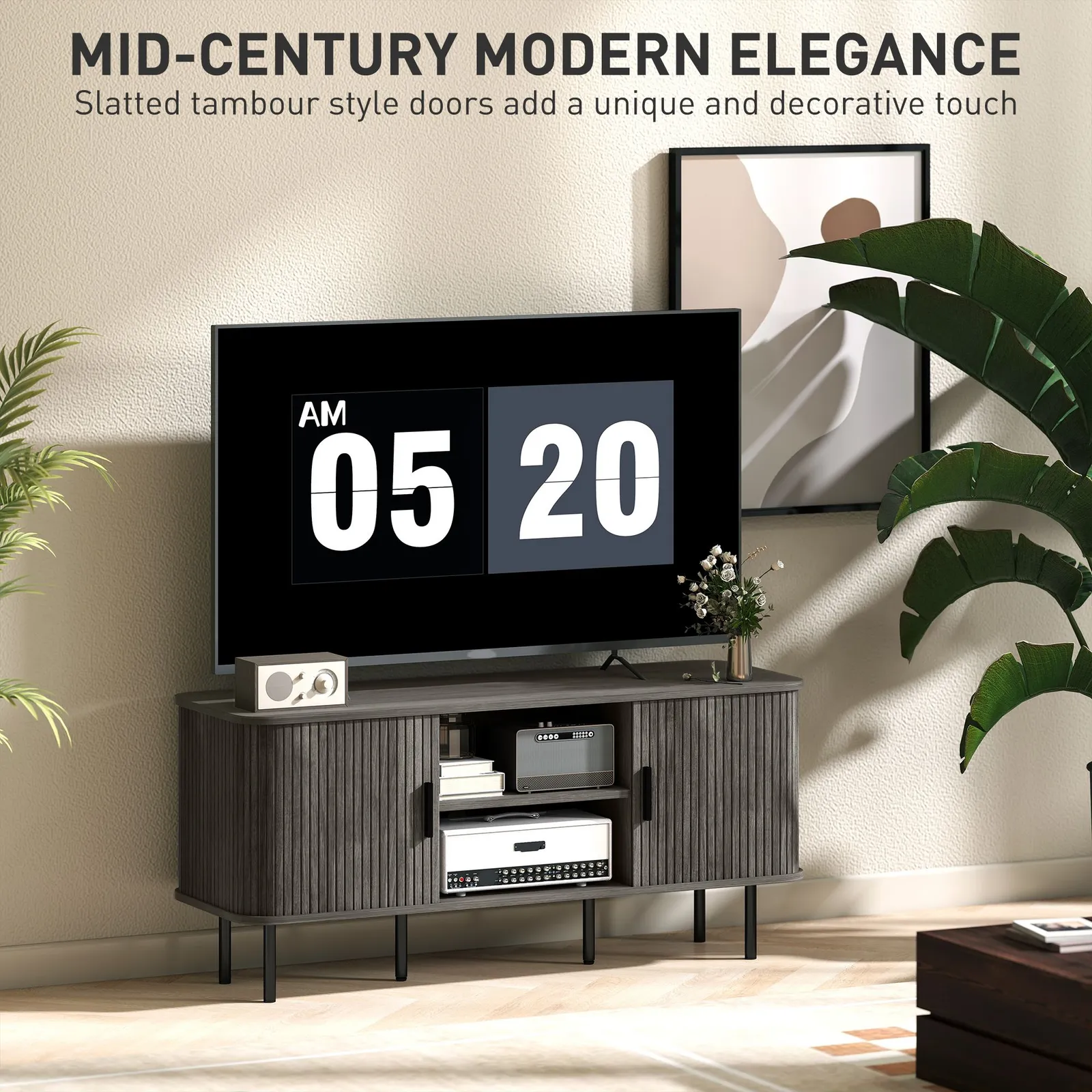 HOMCOM TV Unit for Living Room, TV Stand in Grey 4