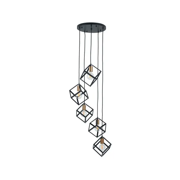 Alessio Matt Black Metal 5 Light Cluster Ceiling Light 3