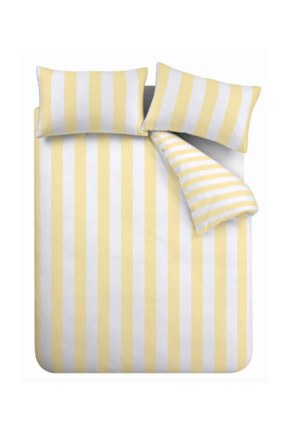 Catherine Lansfield 'Cove Stripe' Reversible Duvet Cover Set in Yellow 5