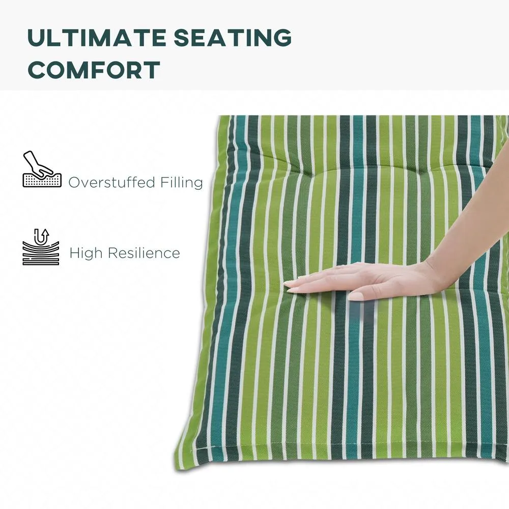 OUTSUNNY 2 Pieces Replacement Cushions for Garden Bench, with Strips in Green 4