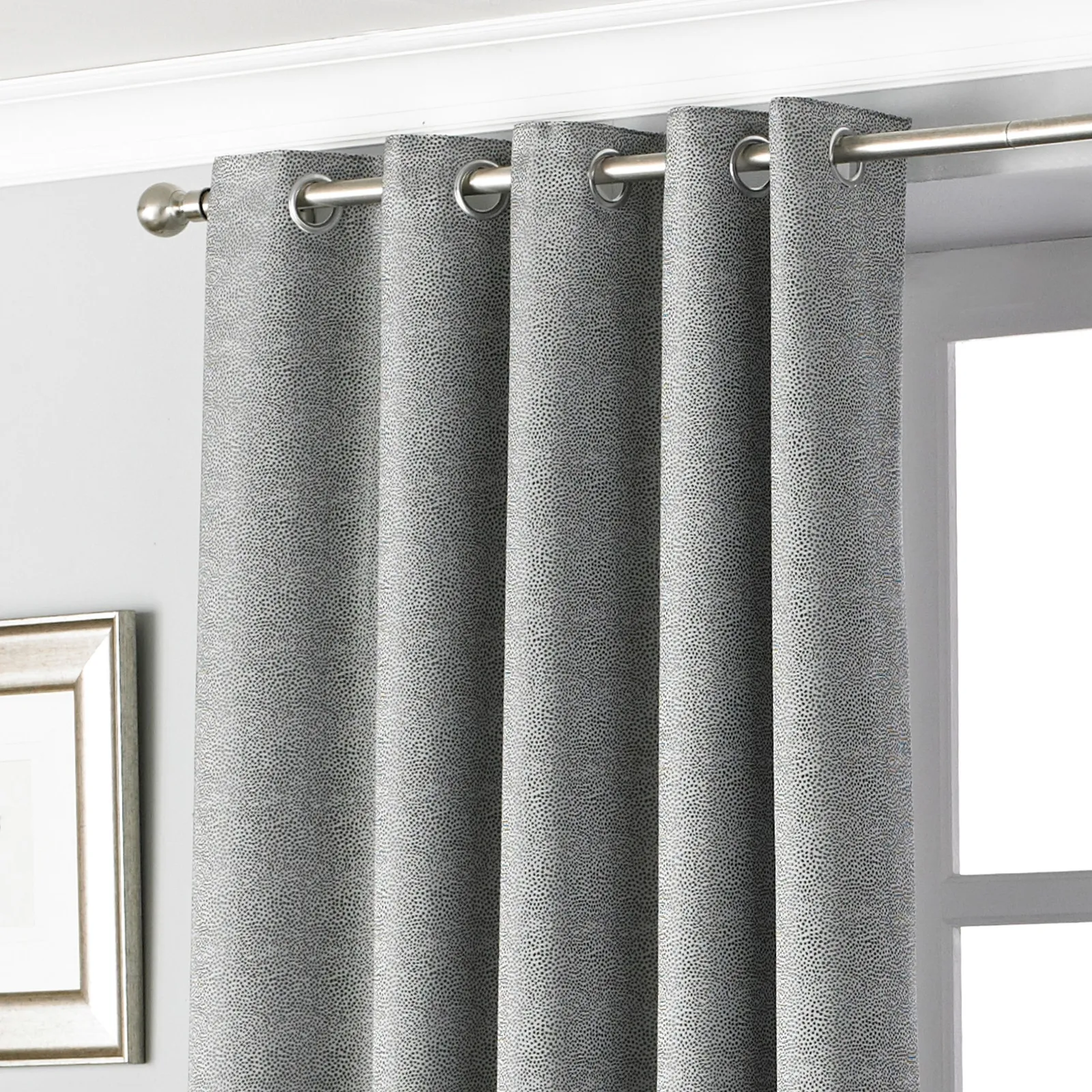 Paoletti Pendleton Eyelet Curtains in Dark Grey 2