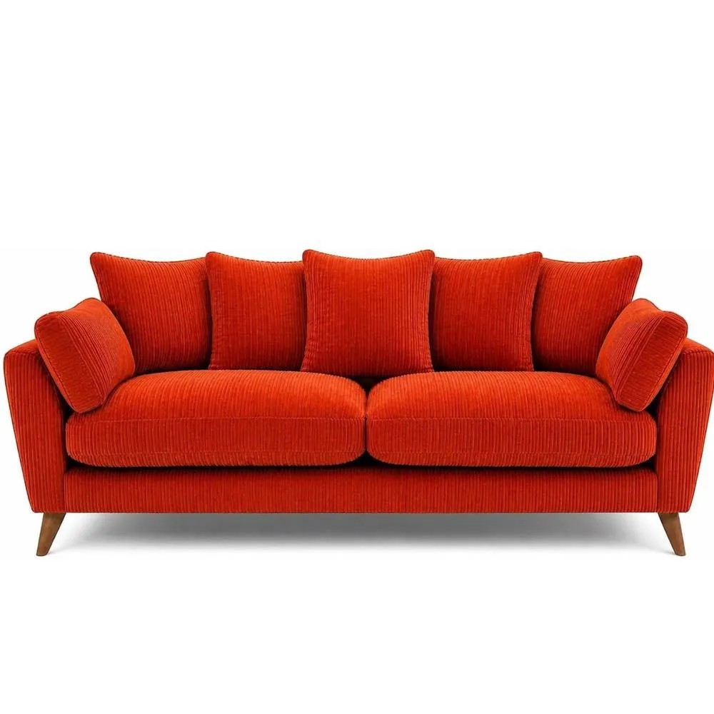 Bliss Furniture Harlow Jumbo Cord 2 Seater Sofa, Modern Tailored Design in Orange