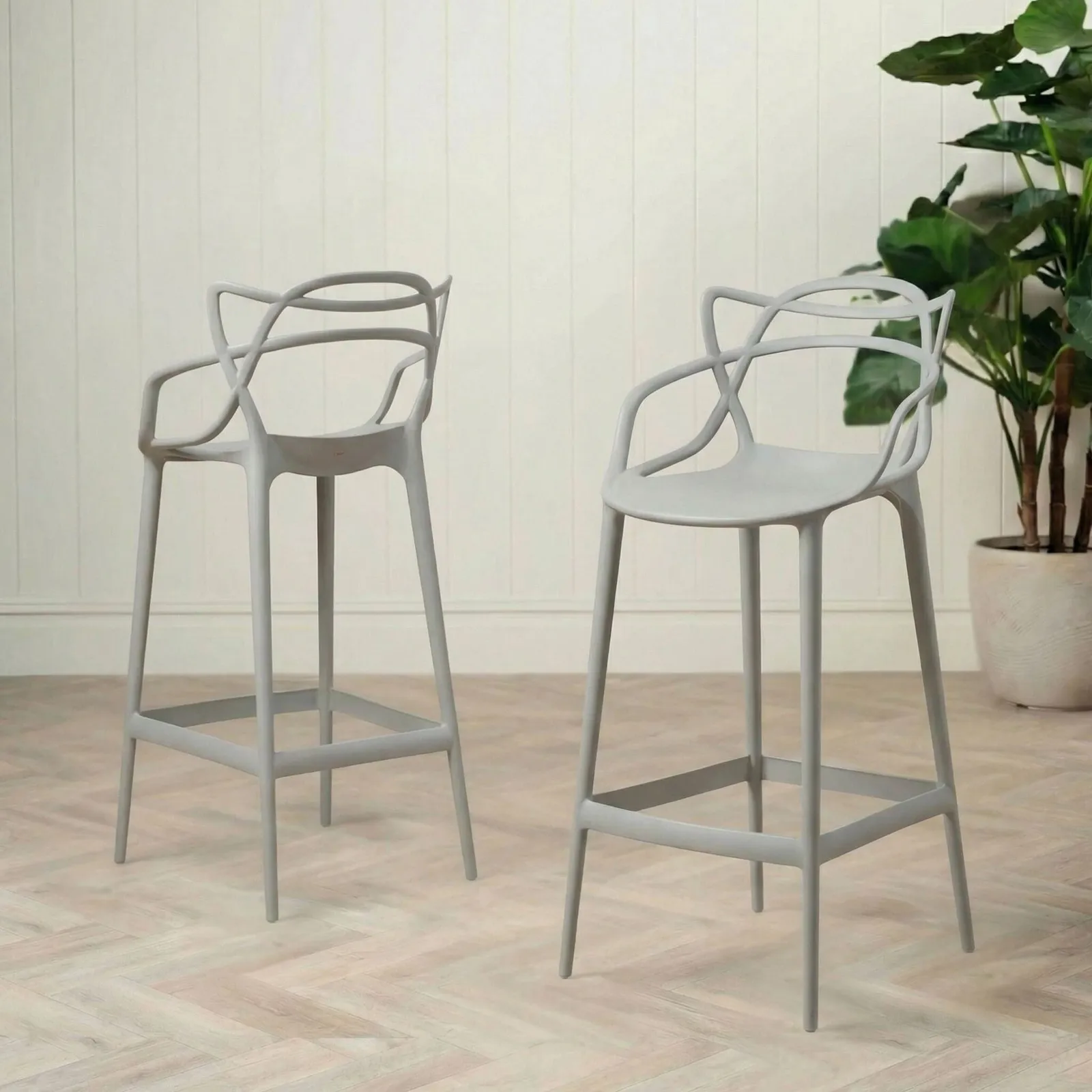 Kartell Masters Low Dining Stool 65Cm, Grey Plastic | Barker & Stonehouse