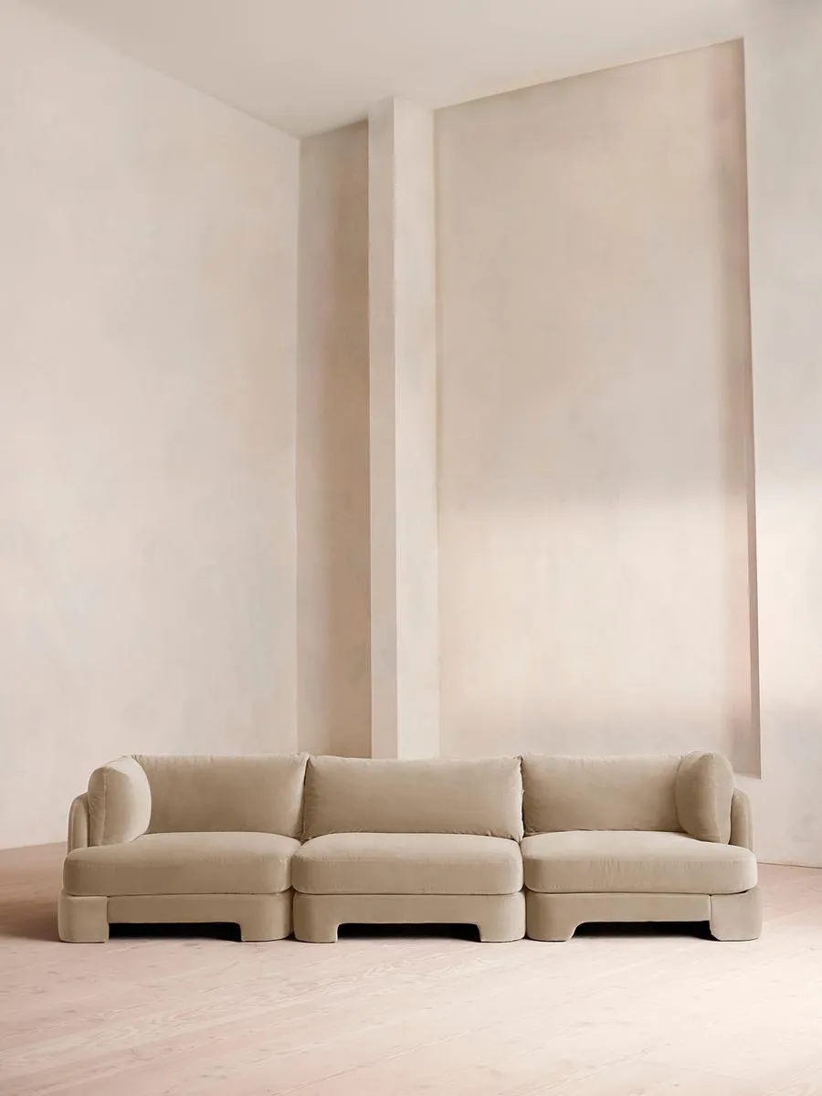 Odell Deeper Sit Modular Sofa, Four Seater, Velvet, Oyster