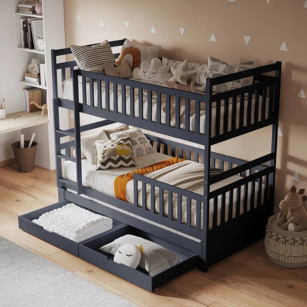 Flair Elvis Bunk Bed with Trundle & Drawers in Grey 5