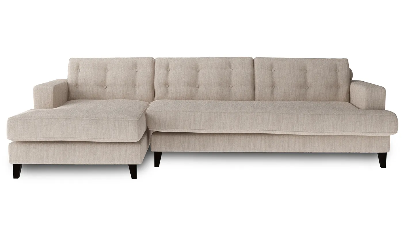 Heal's Mistral Left Hand Corner Sofa Broad Weave Putty Black Feet