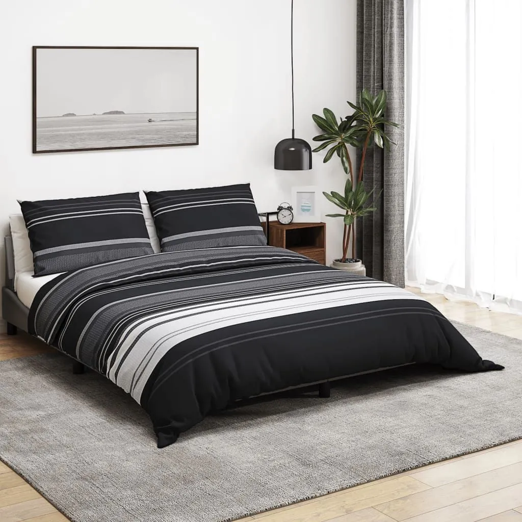 Berkfield Home Duvet Cover Set Black & White 260x220 cm Cotton
