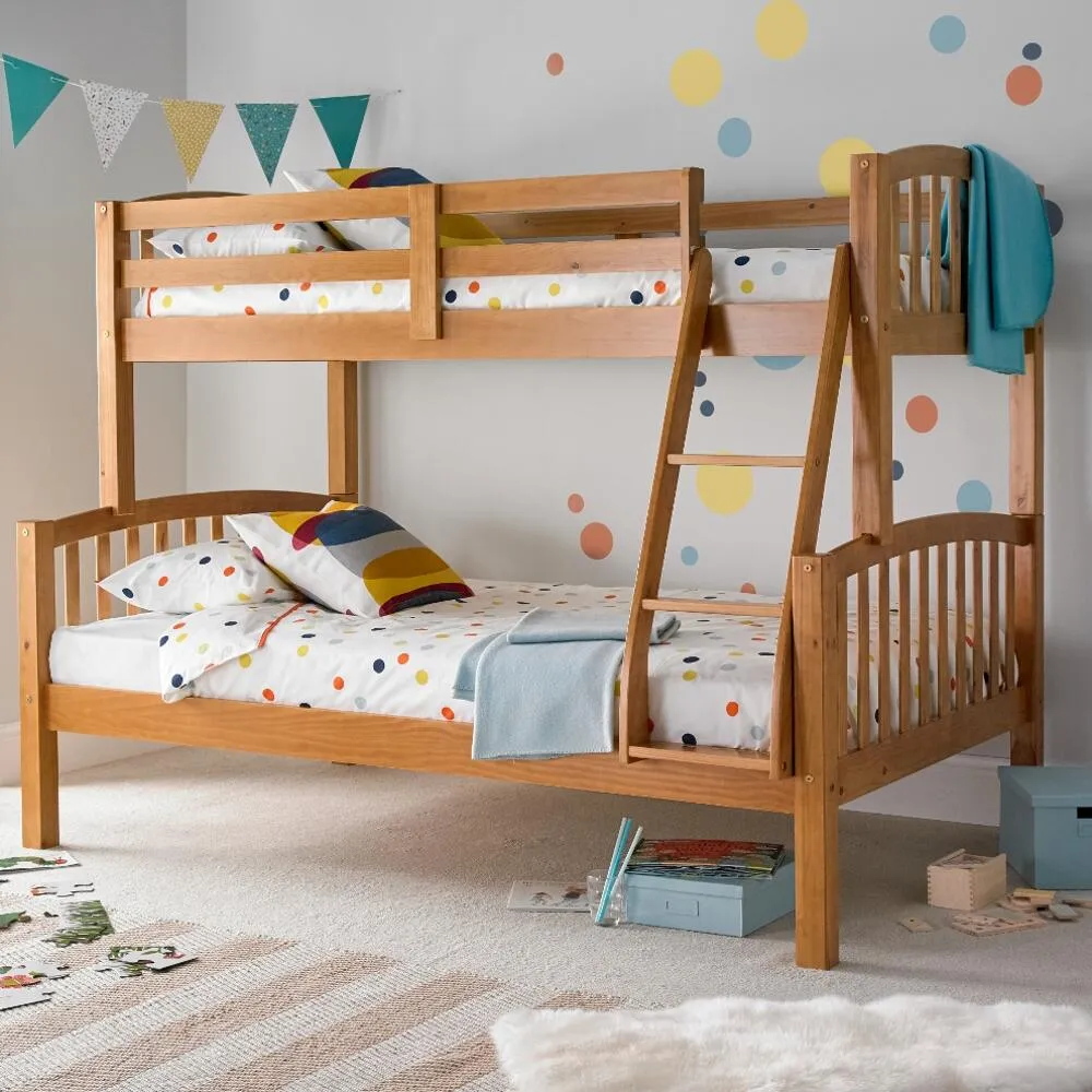 American - Kids Triple Sleeper Bunk Bed - Pine - Wooden - 3ft and 4ft - Happy Beds 1