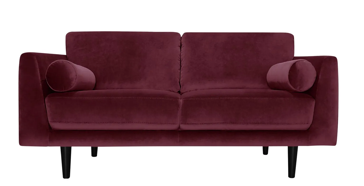 Habitat Jackson 3 Seater Velvet Sofa - Burgundy