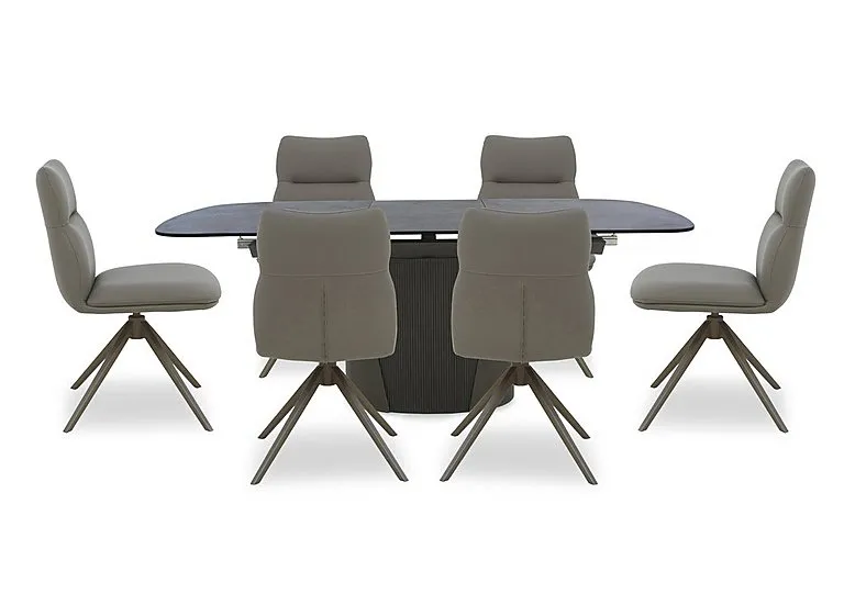 Icon Bronze Extending Dining Table and 6 Diva Chairs with Bronze Legs - 160-cm