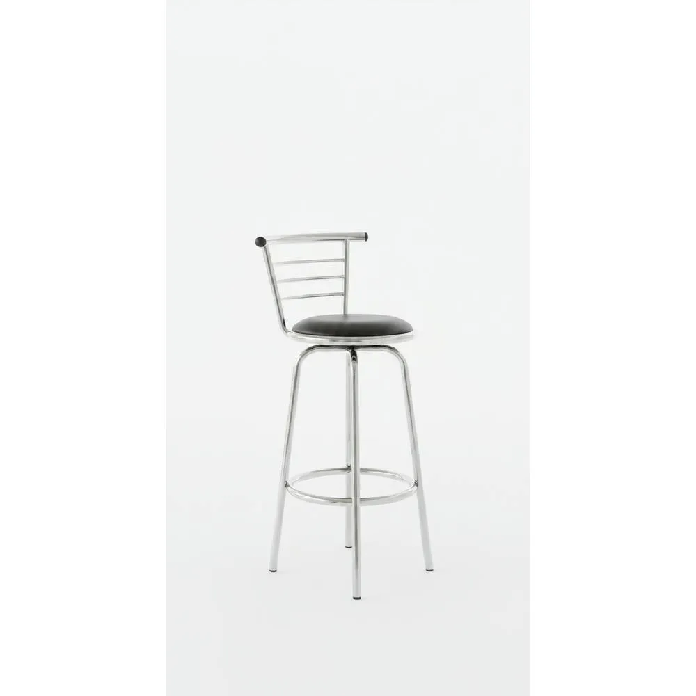 netfurniture Chelsea Kitchen Bar Stool - Wide Back Swivel Stool with Padded Seat & Chrome Frame Sold in Pairs in Black