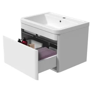 Wickes Radli White Gloss Wall Hung Vanity Unit & Basin - 600 x 547mm 2