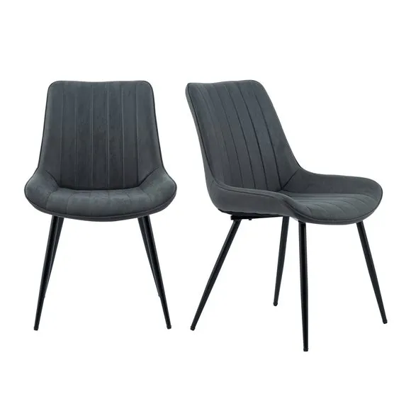 Set of 2 Zion Dining Chairs, Faux Suede 2