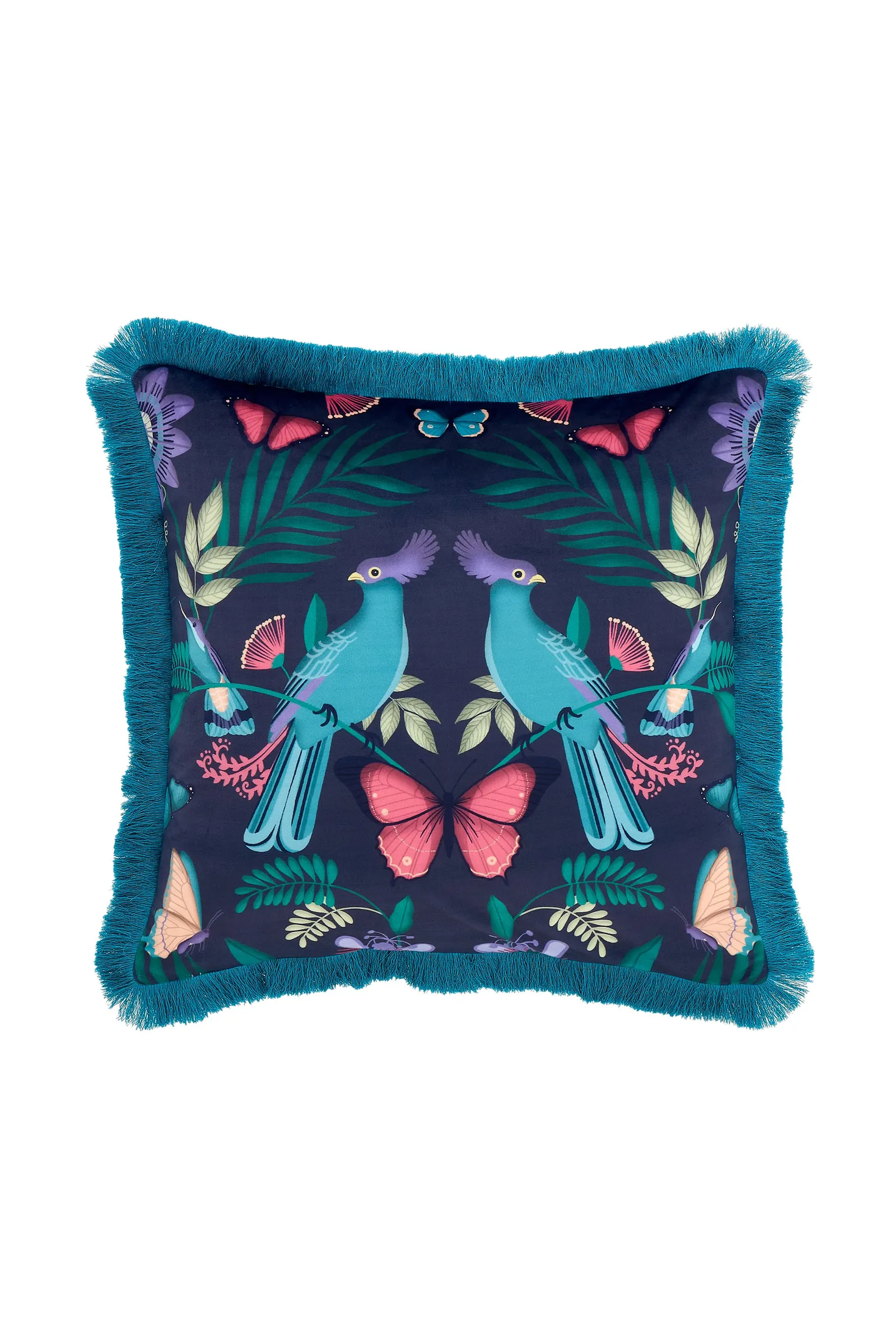 Catherine Lansfield 'Mya Tropical Birds' Cushion in Navy 3