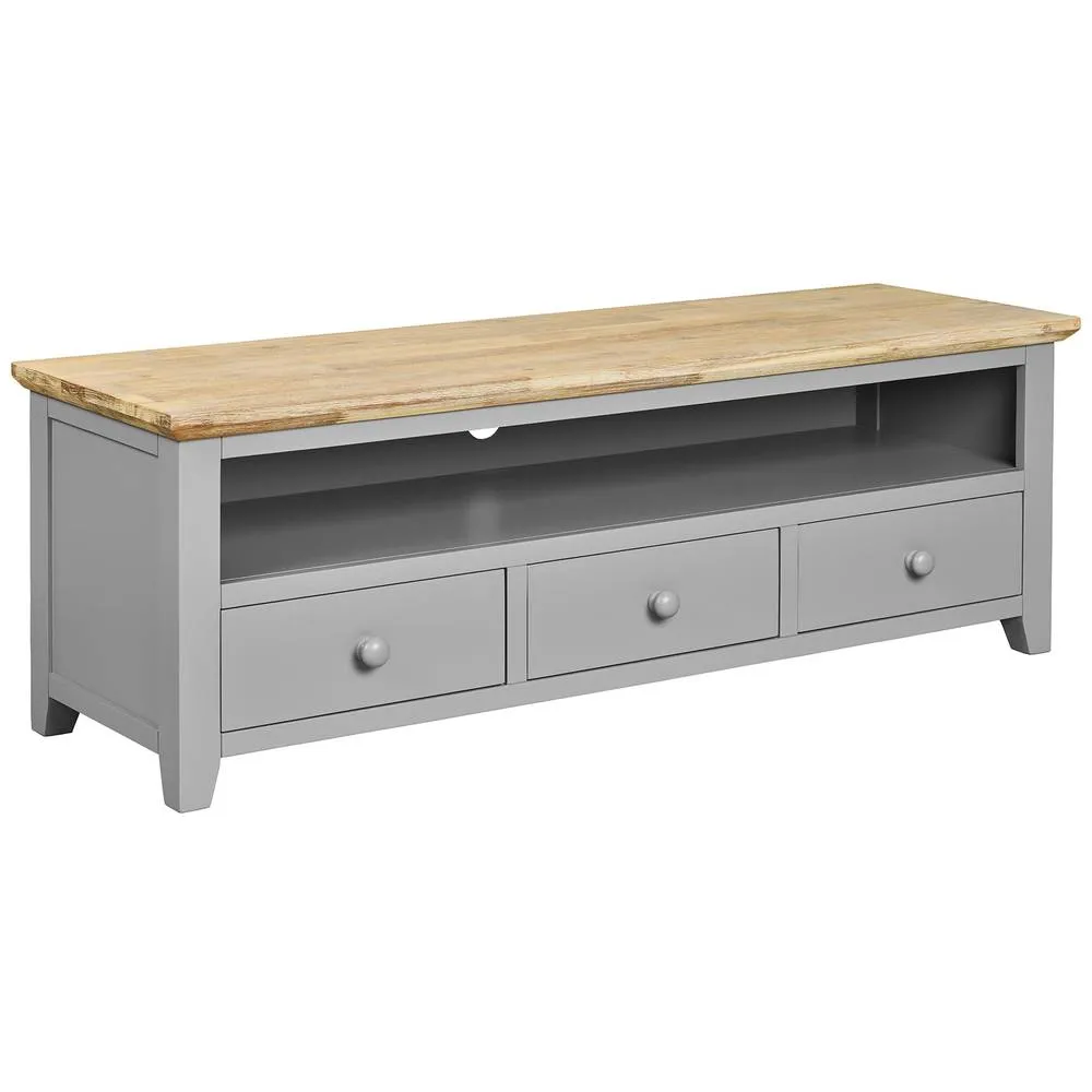 Statement Furniture Florence Large TV Stand with 3 Drawers & Shelf in Light Grey