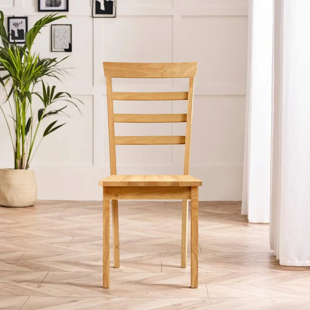 FurnitureboxUK 2x Whitby Oak Effect Solid Wood Dining Chairs in Light Brown 3